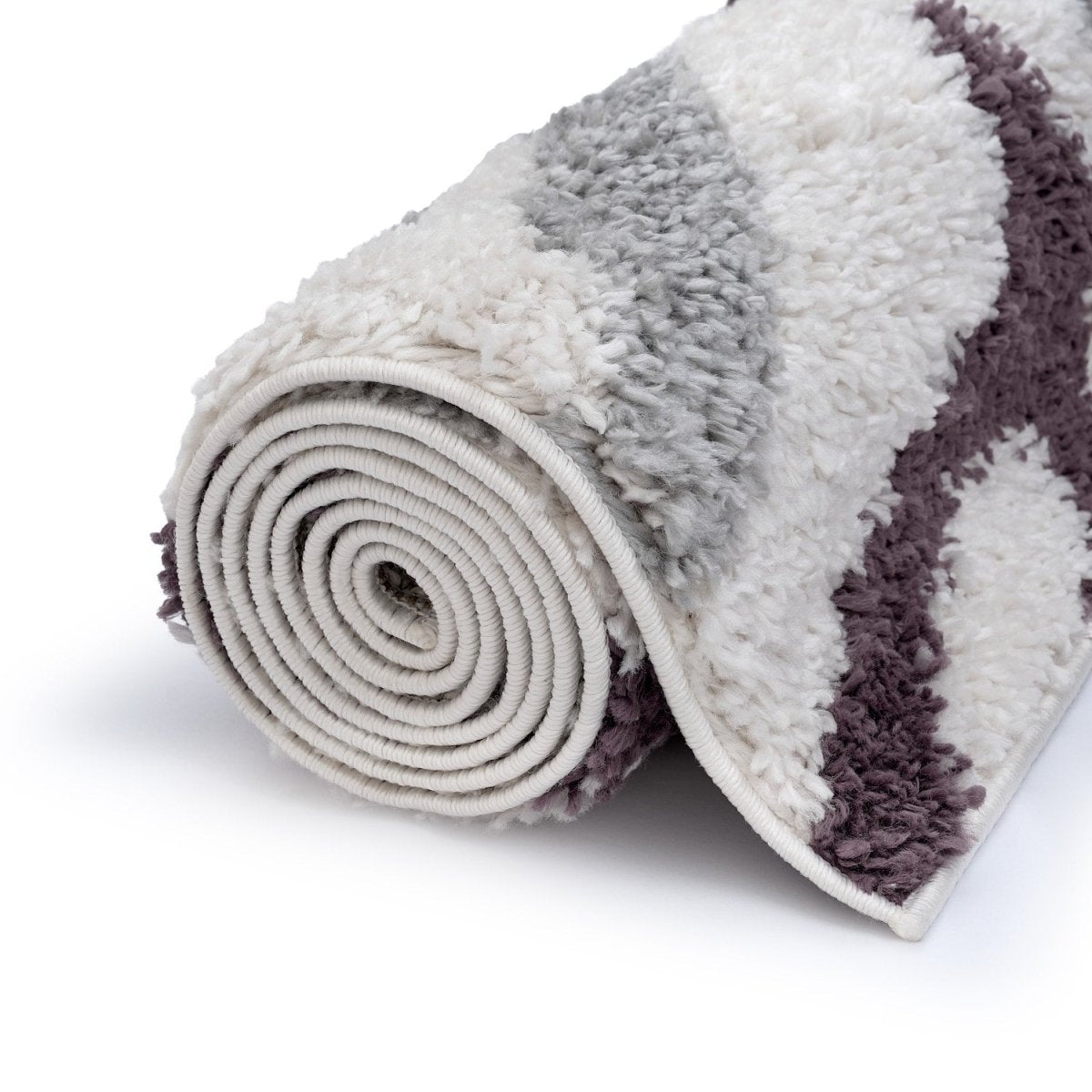 Moodi Shaggy Grey/Purple Mauvine Rug - The Rugs - Art Fever