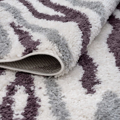 Moodi Shaggy Grey/Purple Mauvine Rug - The Rugs - Art Fever