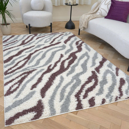 Moodi Shaggy Grey/Purple Mauvine Rug - The Rugs - Art Fever
