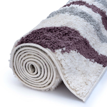 Moodi Shaggy Grey/Purple Smokeberry Rug - The Rugs - Art Fever