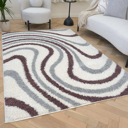 Moodi Shaggy Grey/Purple Smokeberry Rug - The Rugs - Art Fever