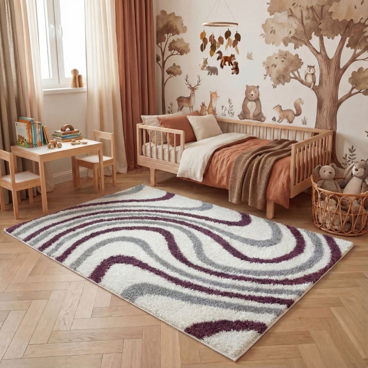 Moodi Shaggy Grey/Purple Smokeberry Rug - The Rugs - Art Fever