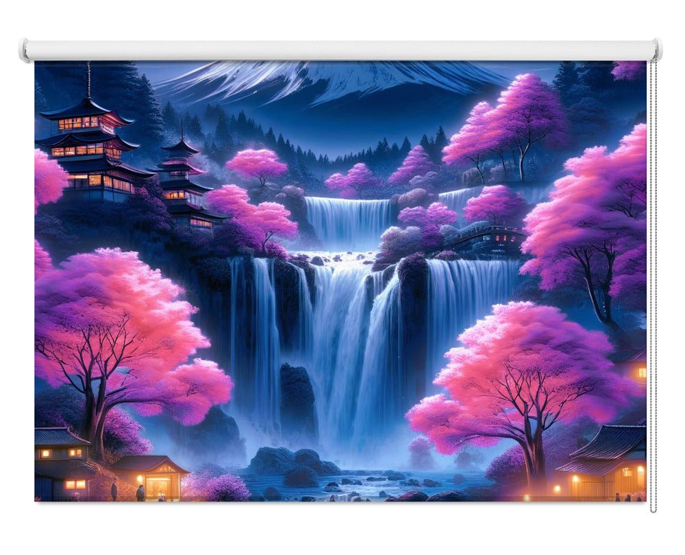 Moonshine village & Waterfall Printed Picture Photo Roller Blind - 1X2729686 - Art Fever - Art Fever