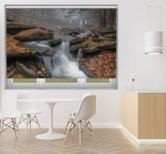 Morning Fog Waterfall Printed Picture Photo Roller Blind - 1X388146 - Art Fever - Art Fever