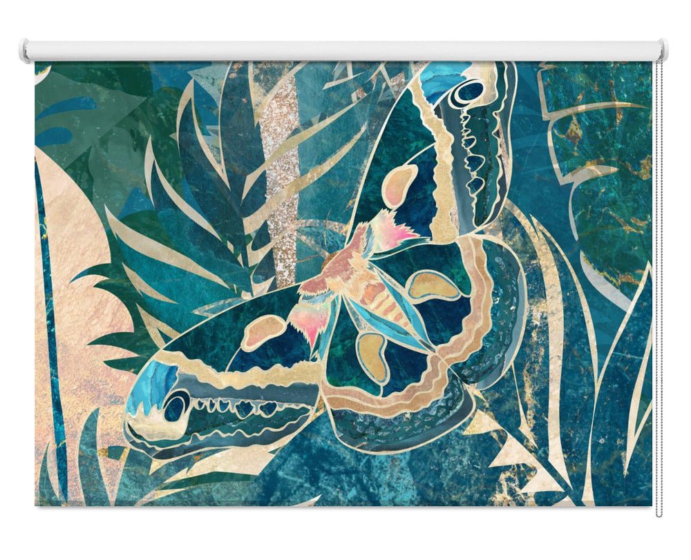 Moth in the rainforest Teal Art Printed Picture Photo Roller Blind - 1X2455604 - Art Fever - Art Fever