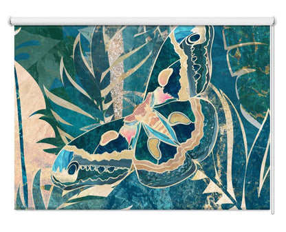 Moth in the rainforest Teal Art Printed Picture Photo Roller Blind - 1X2455604 - Art Fever - Art Fever