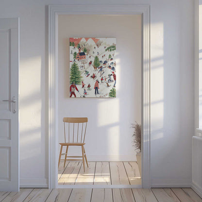 Mountain landscape with houses in the snow Canvas Print Wall Art 1X2663480 - ART FEVER - Art Fever