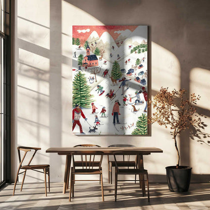 Mountain landscape with houses in the snow Canvas Print Wall Art 1X2663480 - ART FEVER - Art Fever