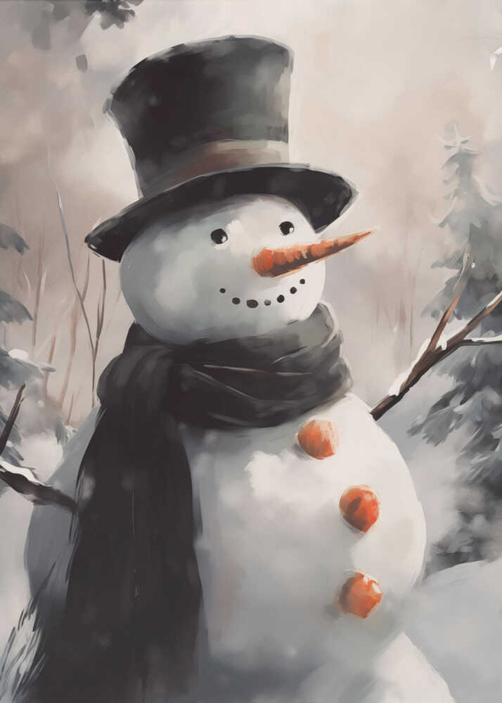 Mr Snowman Canvas Print Wall Art 1X3231135 - ART FEVER - Art Fever