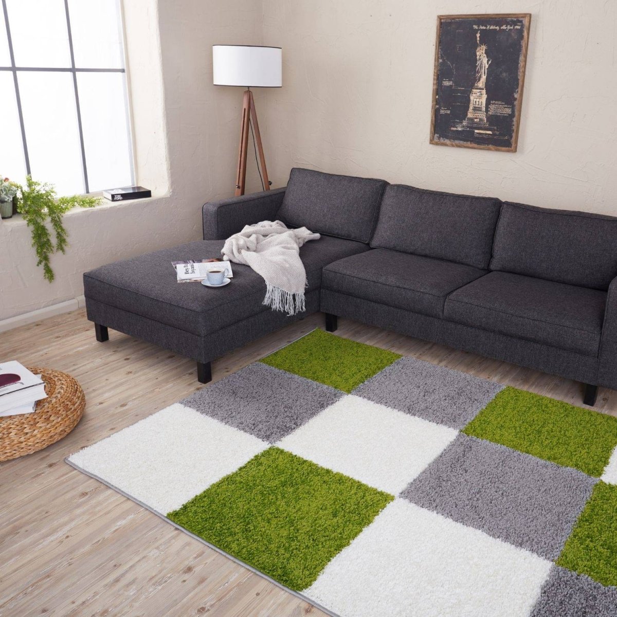Myshaggy Geometric Green Rug - The Rugs - Art Fever