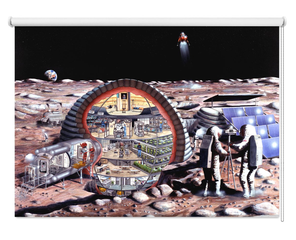 NASA illustration of Lunar base space scene Printed Picture Photo Roller Blind - RB1384 - Art Fever - Art Fever