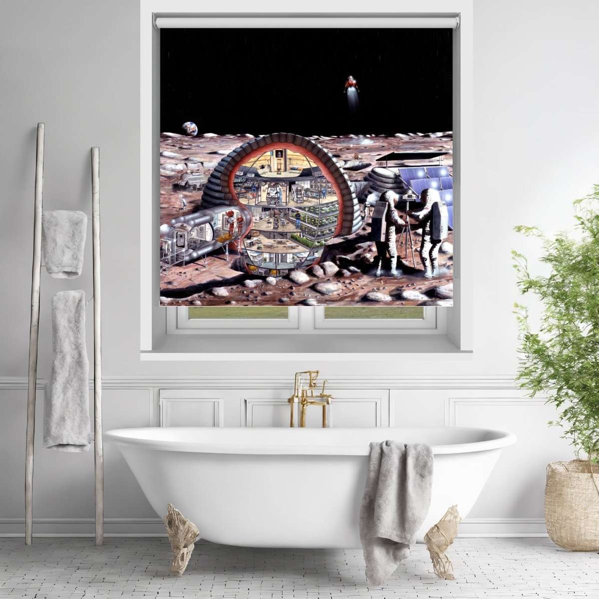 NASA illustration of Lunar base space scene Printed Picture Photo Roller Blind - RB1384 - Art Fever - Art Fever
