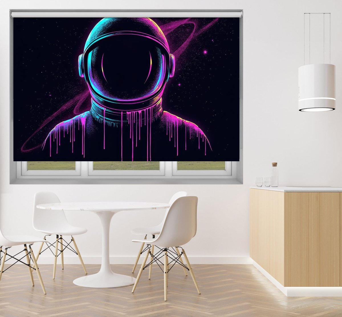 Neon Astronaut Drip Art Printed Picture Photo Roller Blind - RB1348 - Art Fever - Art Fever