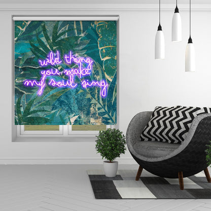 Neon Jungle Typography Printed Picture Photo Roller Blind - 1X2501668 - Art Fever - Art Fever