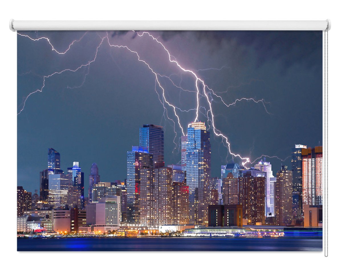 New York City Lightning Scene Image Printed Roller Blind - RB824 - Art Fever - Art Fever