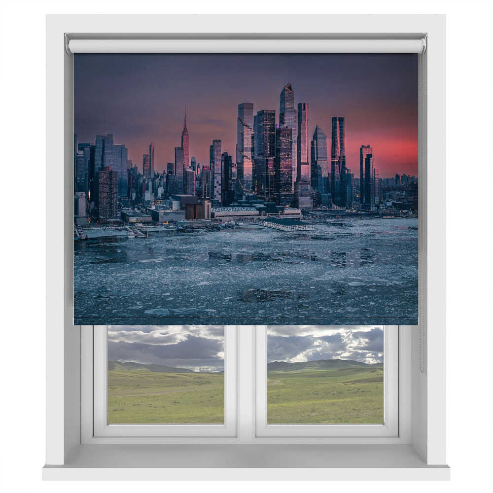 New York City Skyline Frozen Hudson River Printed Roller Blind - 1X3474943 - Art Fever - Art Fever