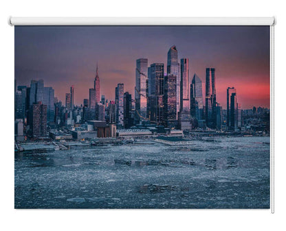 New York City Skyline Frozen Hudson River Printed Roller Blind - 1X3474943 - Art Fever - Art Fever