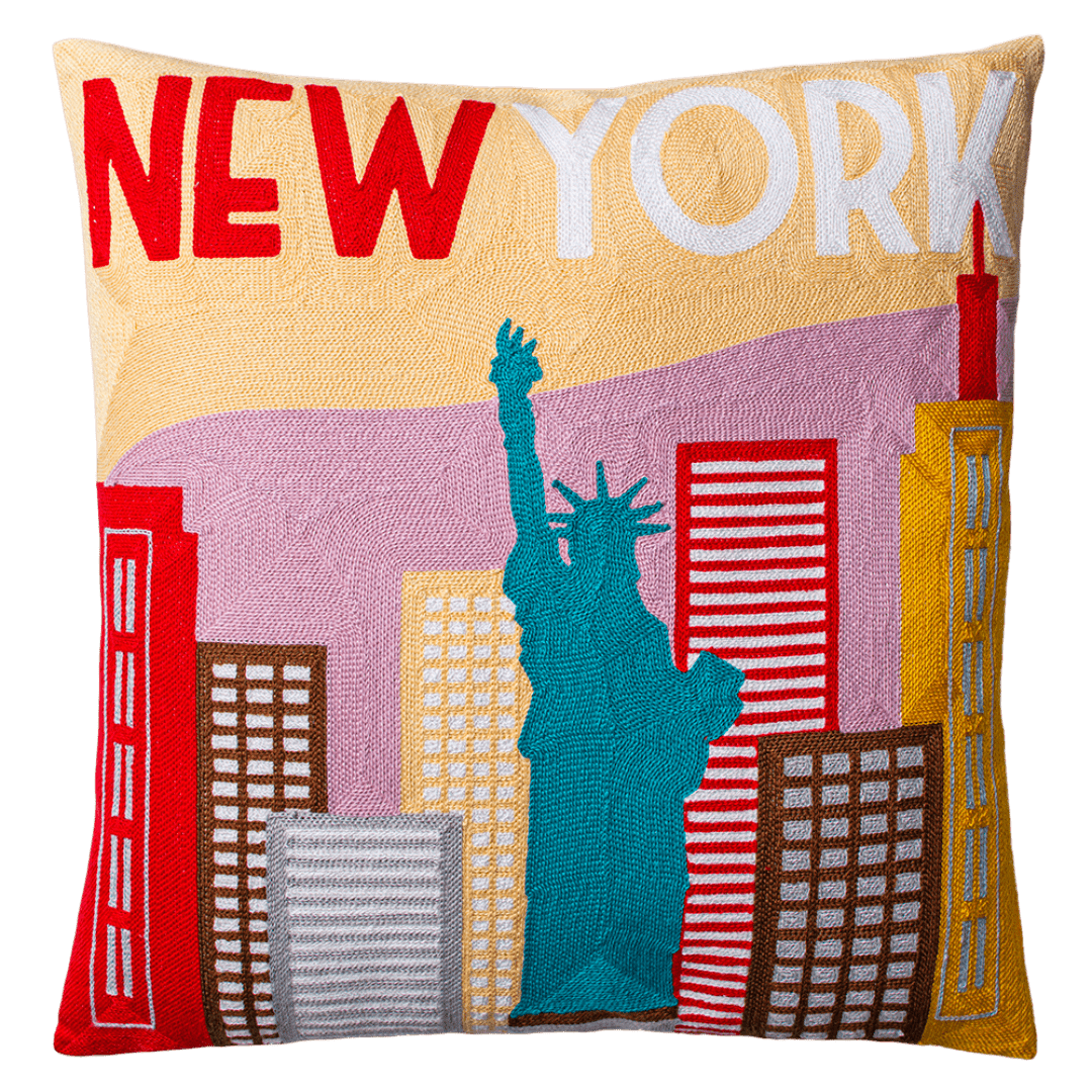New York Icons Needlepoint Cushion - The Pillow Drop - Art Fever