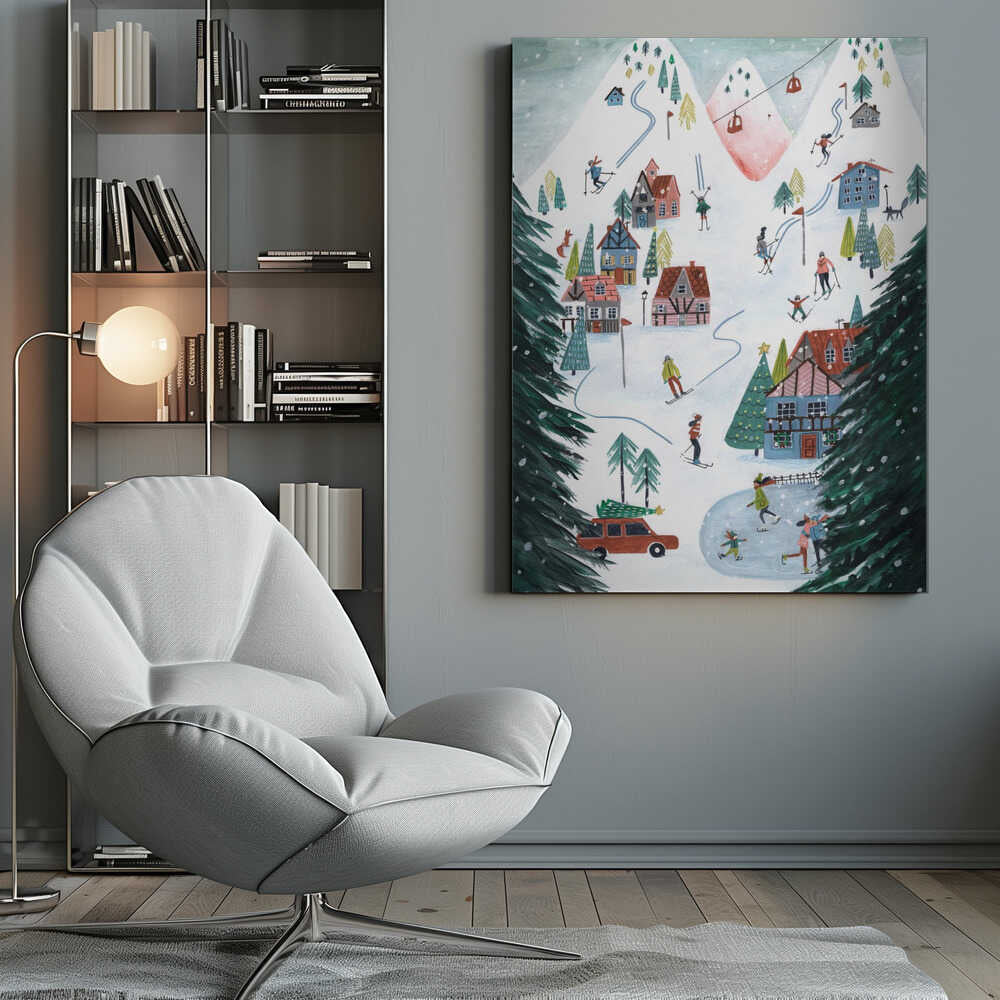 Nordic Skiing in the mountains Canvas Print Wall Art 1X2663593 - ART FEVER - Art Fever