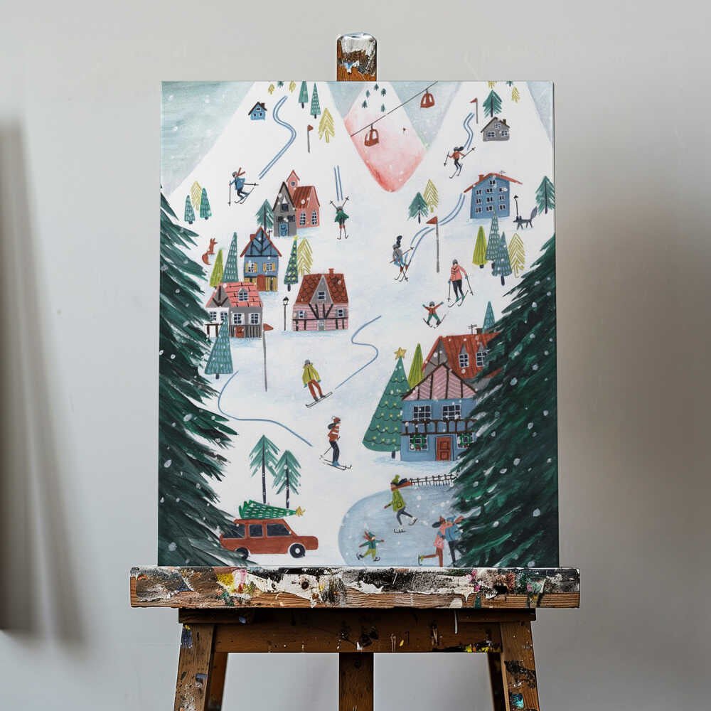 Nordic Skiing in the mountains Canvas Print Wall Art 1X2663593 - ART FEVER - Art Fever