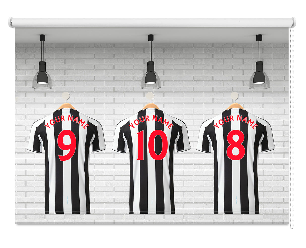 Newcastle Stripes Your Name Personalised Football Kit Printed Picture Photo Roller Blind  - RB1304