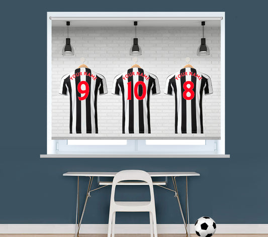 Newcastle Stripes Your Name Personalised Football Kit Printed Picture Photo Roller Blind  - RB1304
