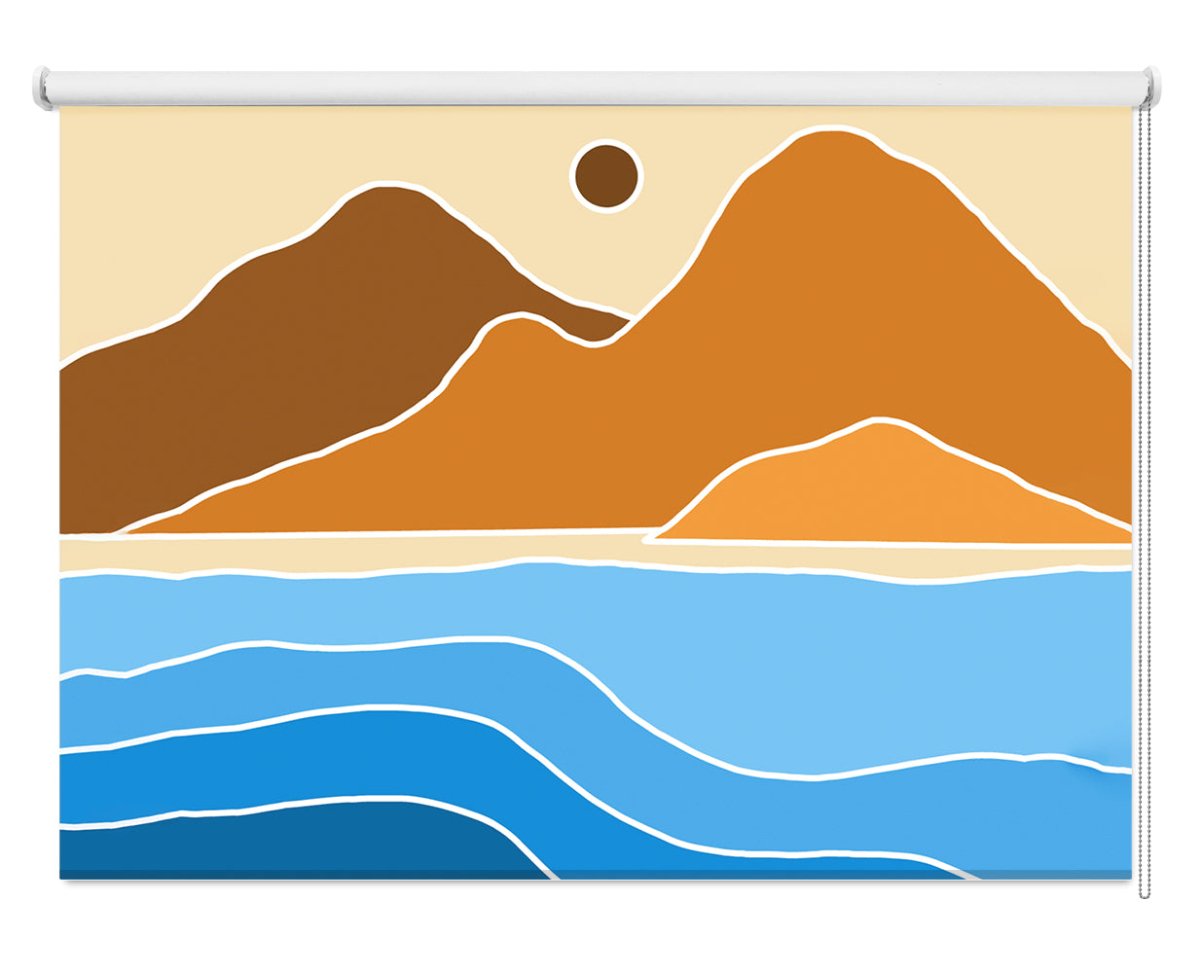 Ochre Peaks & Azure Waves Abstract Printed Picture Photo Roller Blind - RB1447 - Art Fever - Art Fever