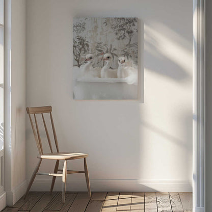 Ostrich Bath Time Delight Canvas Print Wall Art 1X3062975 - ART FEVER - Art Fever