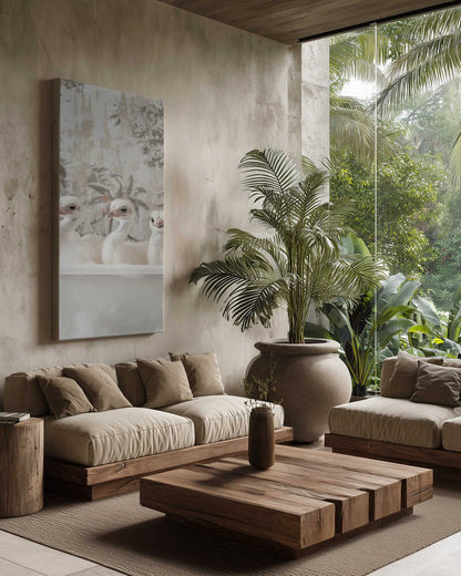 Ostrich Bath Time Delight Canvas Print Wall Art 1X3062975 - ART FEVER - Art Fever