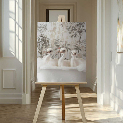 Ostrich Bath Time Delight Canvas Print Wall Art 1X3062975 - ART FEVER - Art Fever