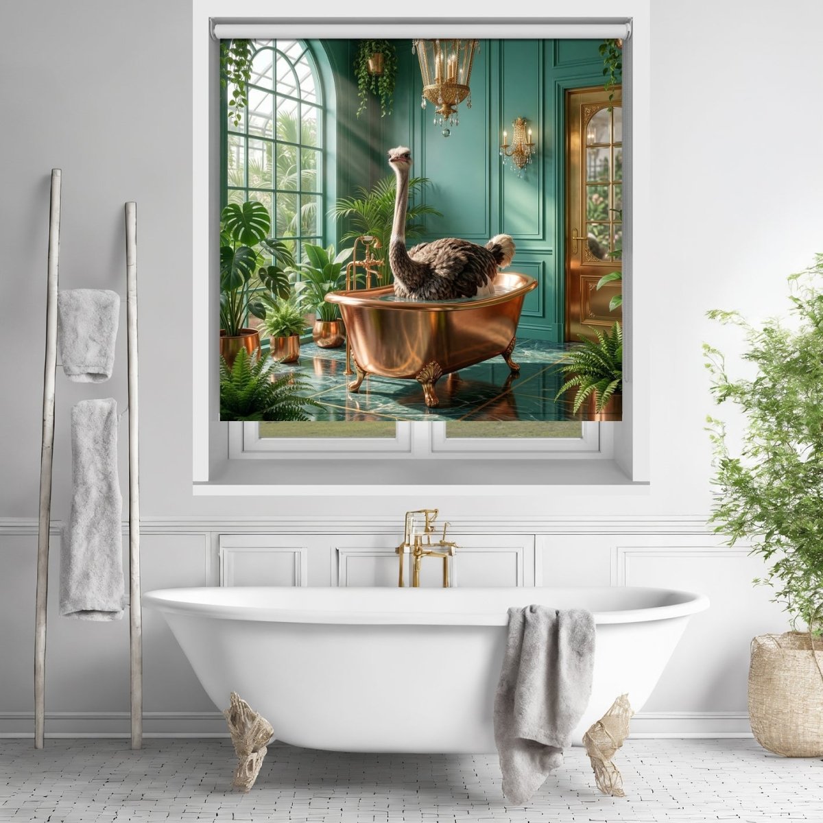 Ostrich in the Bathtub Printed Picture Photo Roller Blind - RB1431 - Art Fever - Art Fever
