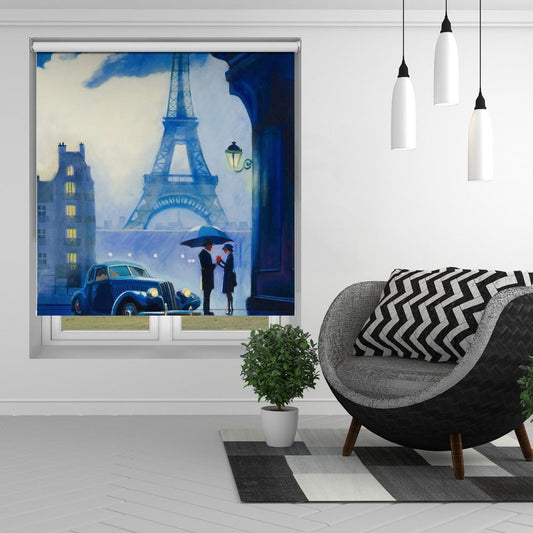 Painting of the Rainy Parisian Encounter Printed Picture Photo Roller Blind - 1X2845755 - Art Fever - Art Fever