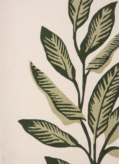 Paradise Leaf Hand - Tufted Wool Rug – Cream/Green - The Rugs - Art Fever