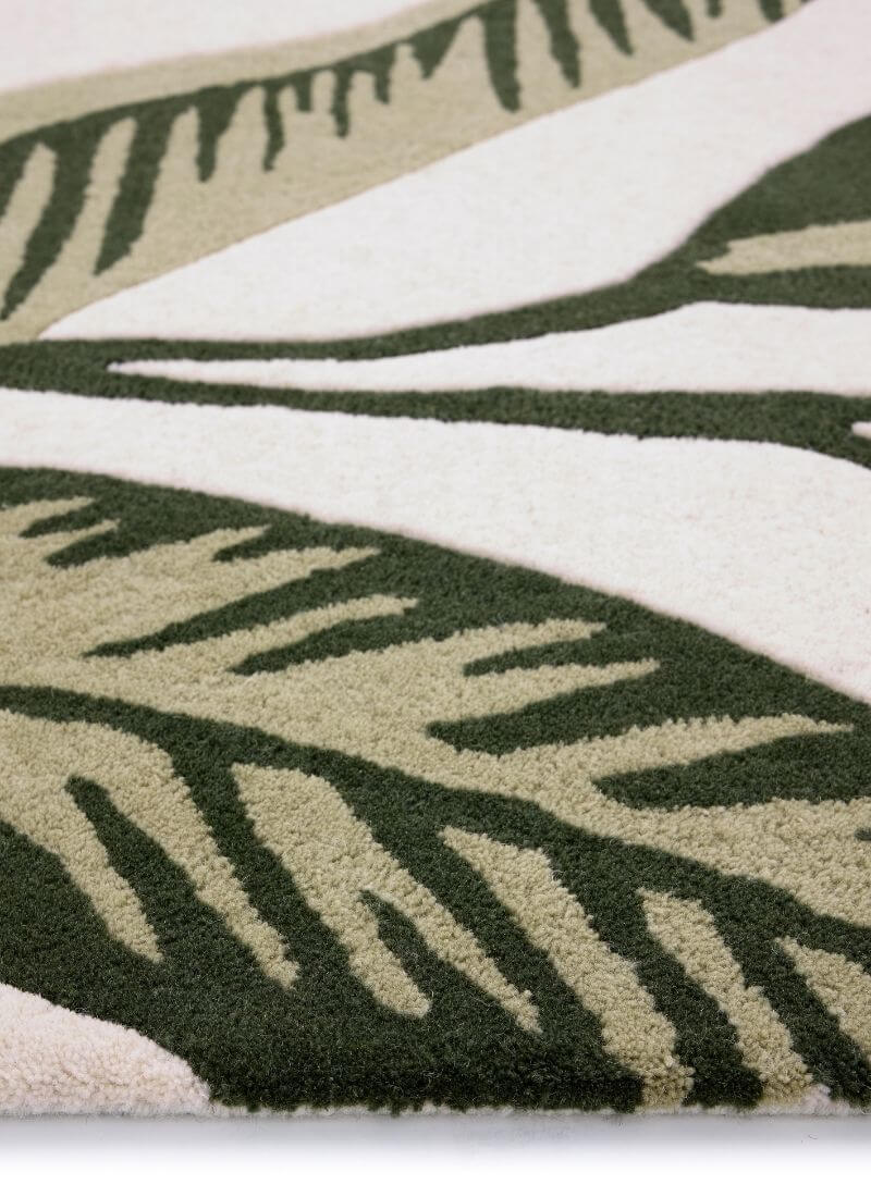 Paradise Leaf Hand - Tufted Wool Rug – Cream/Green - The Rugs - Art Fever