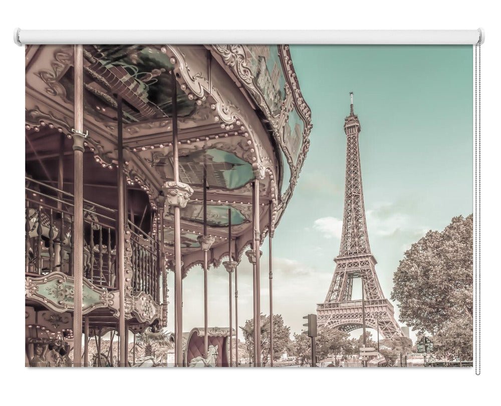 Paris Eiffel Tower & Carousel urban vintage style Printed Picture Photo Roller Blind - 1X2727786 - Pictufy - Art Fever