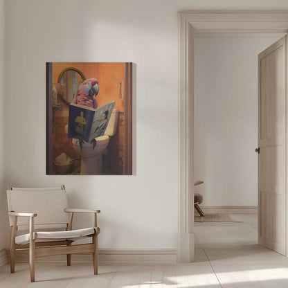 Parrot reading Vogue on the Toilet Canvas Print Wall Art 1X3133789 - ART FEVER - Art Fever