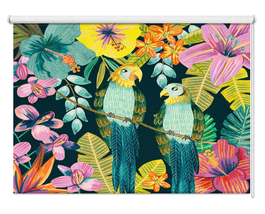 Parrots Tropical Floral Jungle Printed Picture Photo Roller Blind - 1X2674303 - Art Fever - Art Fever