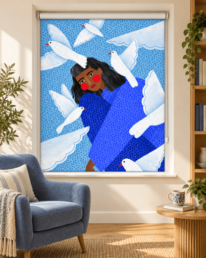 Peaceful Woman and Doves Printed Roller Blind - 1X3222635 - Art Fever - Art Fever