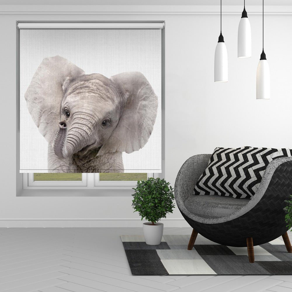 Peekaboo Baby Elephant Printed Picture Photo Roller Blind - 1X2501266 - Art Fever - Art Fever