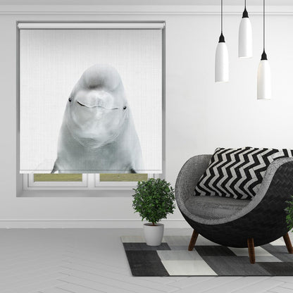 Peekaboo Beluga Whale Dolphin Printed Picture Photo Roller Blind - 1X2800588 - Art Fever - Art Fever