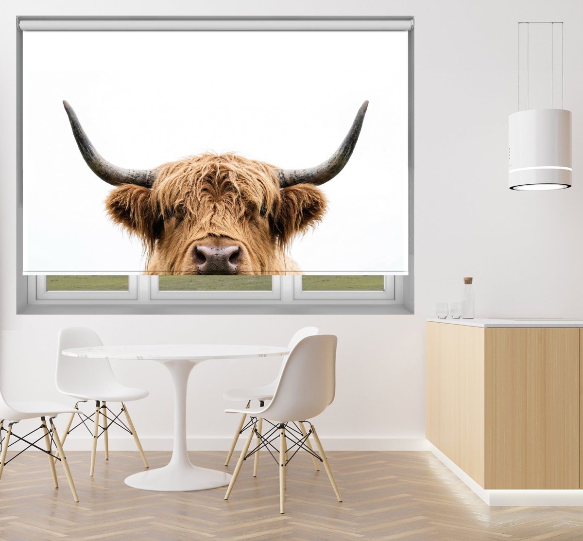 Peeking Highland Cow Printed Picture Photo Roller Blind - RB1435 - Art Fever - Art Fever