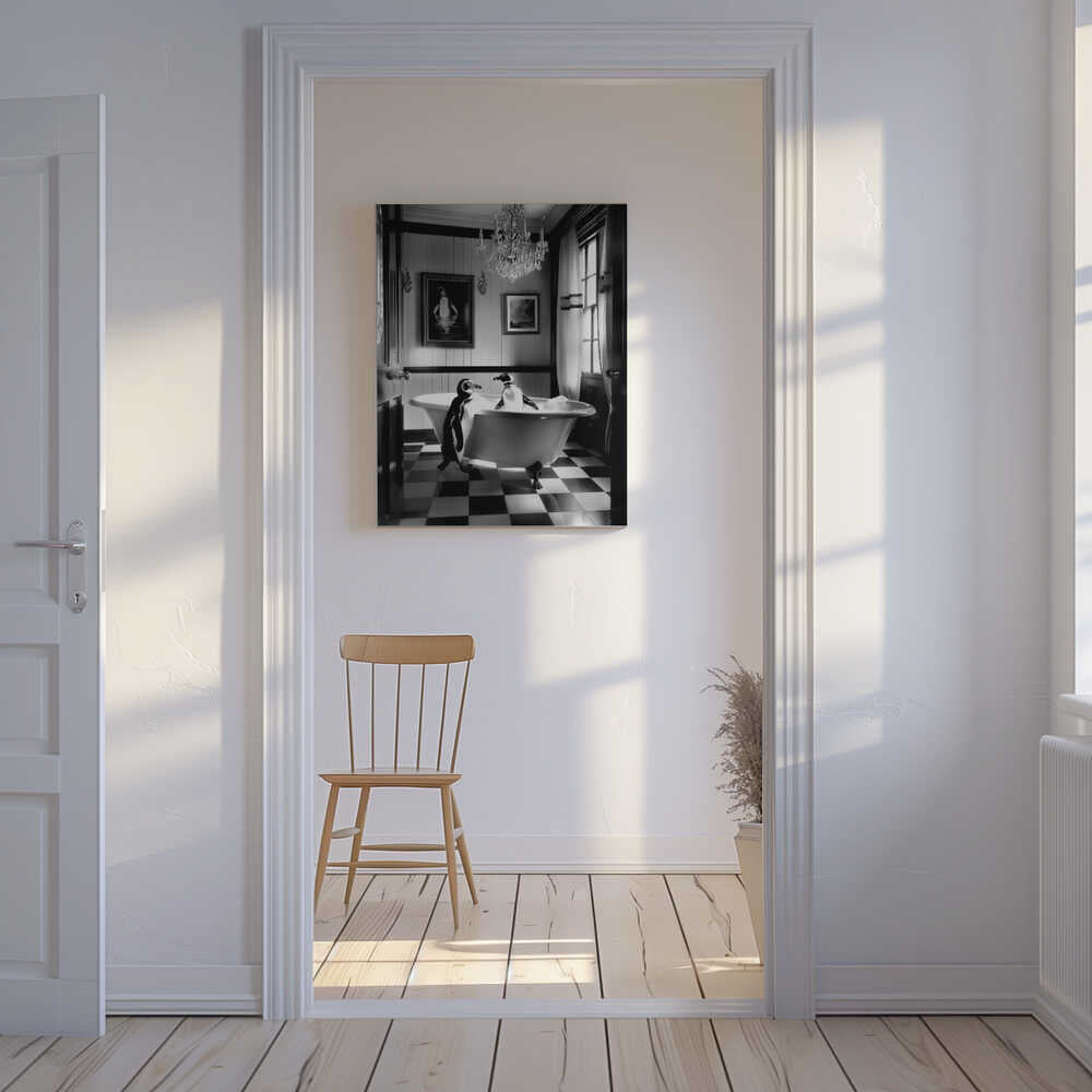 Penguin Romance Canvas Print Wall Art 1X3063150 - ART FEVER - Art Fever