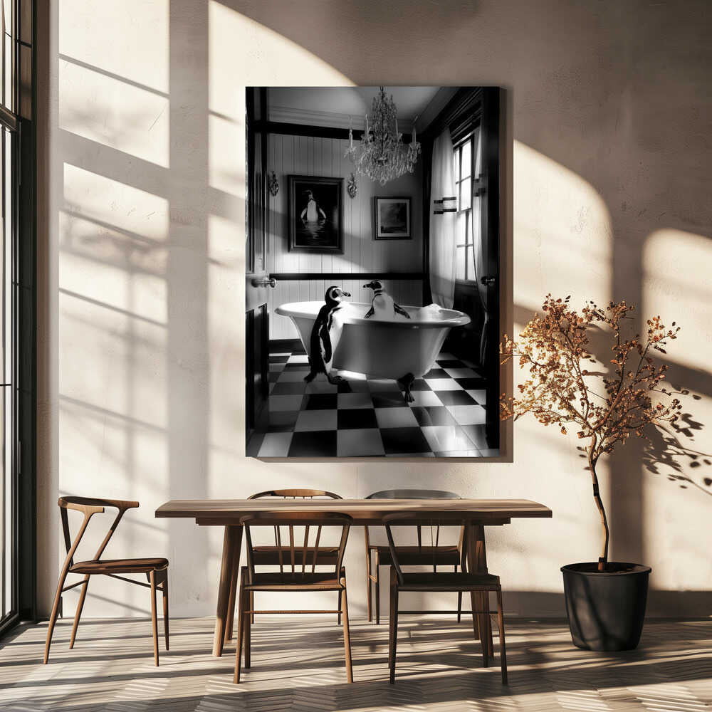 Penguin Romance Canvas Print Wall Art 1X3063150 - ART FEVER - Art Fever