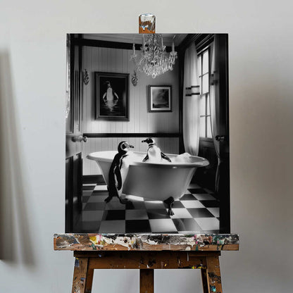 Penguin Romance Canvas Print Wall Art 1X3063150 - ART FEVER - Art Fever