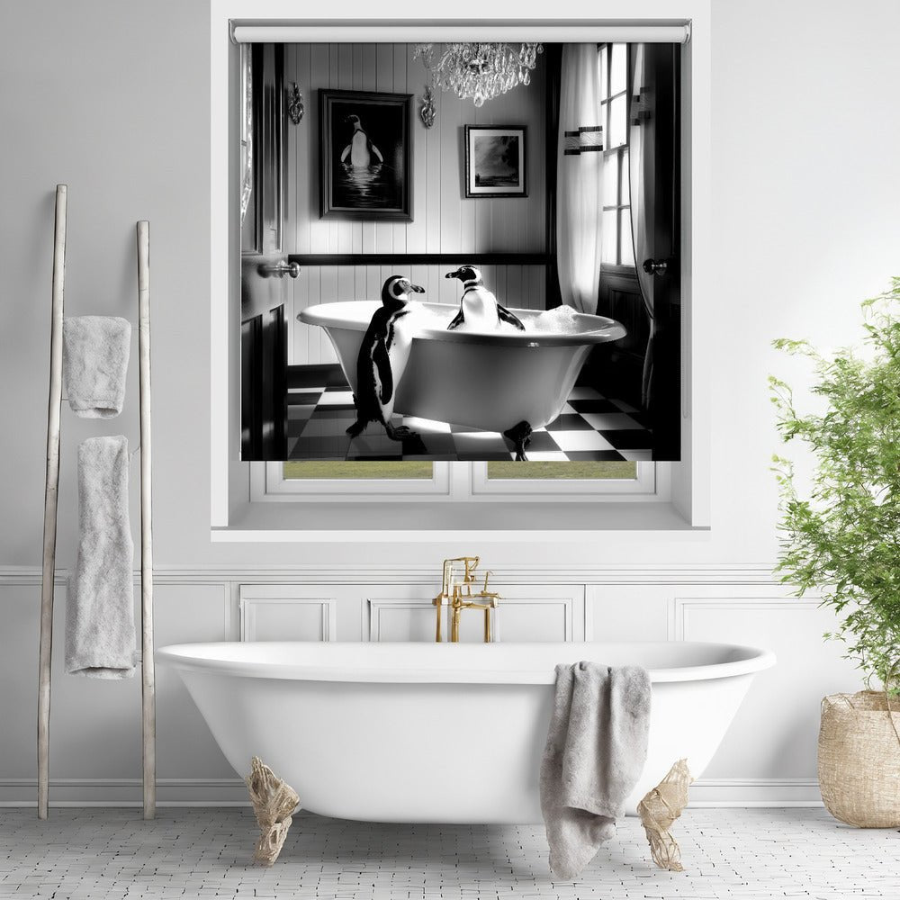 Penguin Romance Printed Picture Photo Roller Blind - 1X3063150 - Art Fever - Art Fever