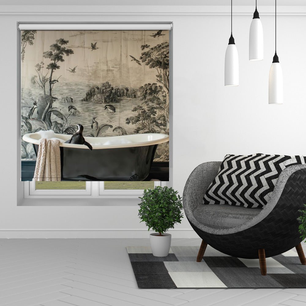 Penguins’ Dreamy Bath Time Printed Picture Photo Roller Blind - 1X3063066 - Art Fever - Art Fever