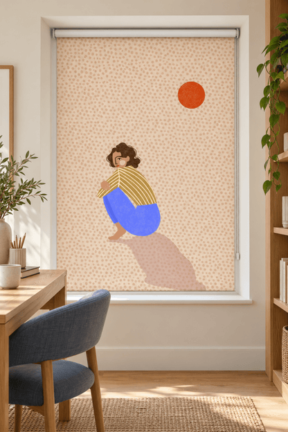 Pensive Woman Under Sun Printed Roller Blind - 1X3321416 - Art Fever - Art Fever