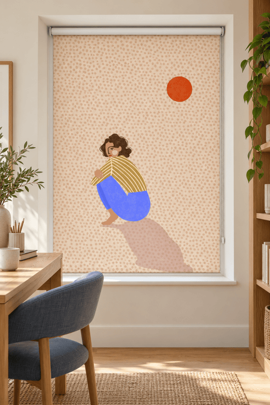 Pensive Woman Under Sun Printed Roller Blind - 1X3321416 - Art Fever - Art Fever