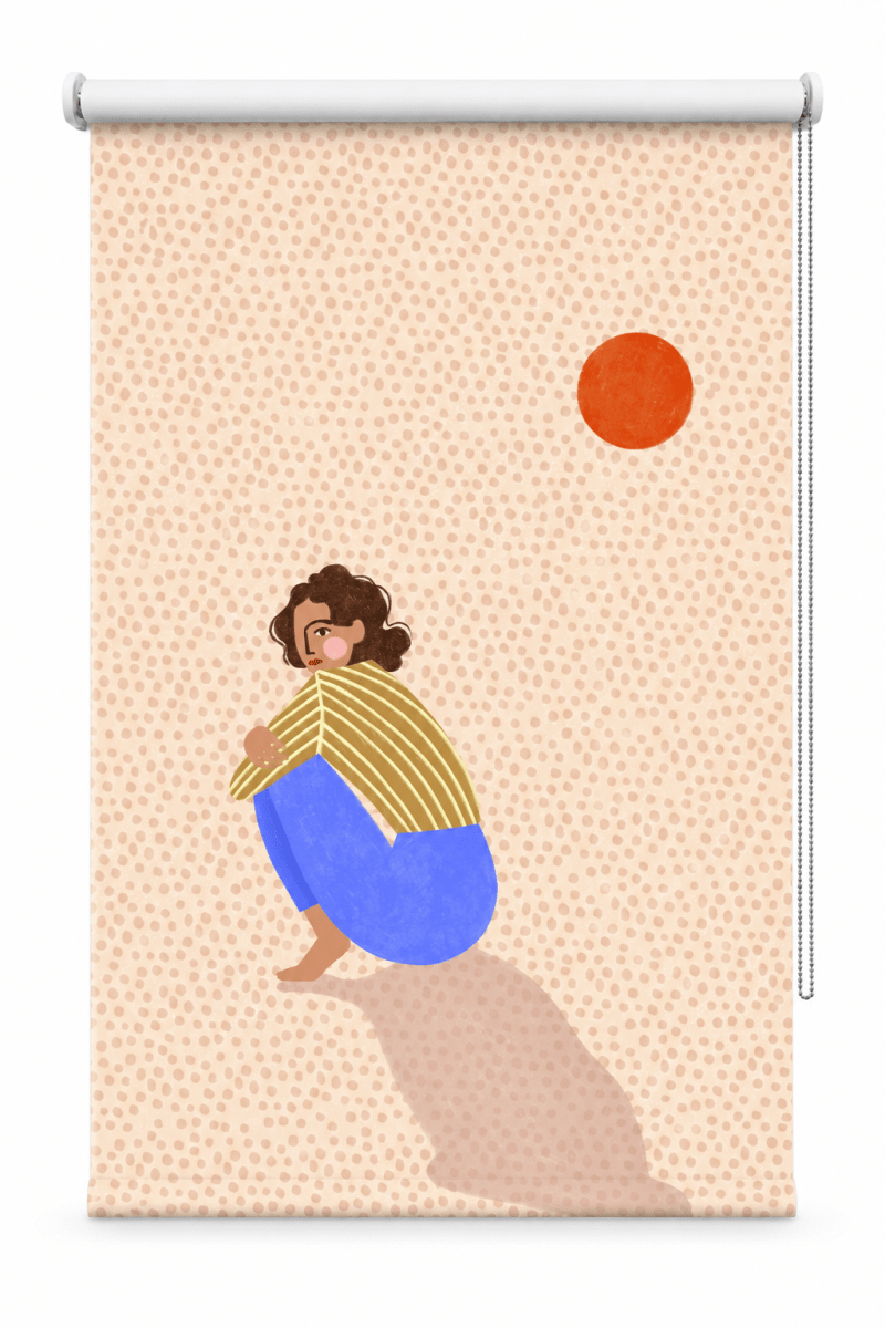 Pensive Woman Under Sun Printed Roller Blind - 1X3321416 - Art Fever - Art Fever
