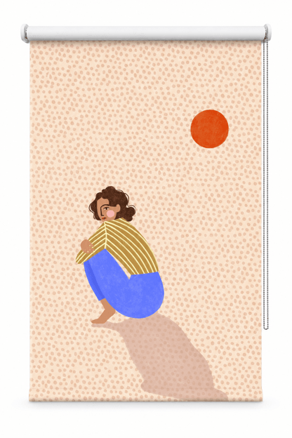Pensive Woman Under Sun Printed Roller Blind - 1X3321416 - Art Fever - Art Fever